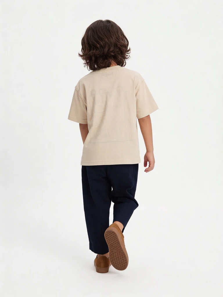 HOP Kids Boys Beige Printed Cotton T-Shirt - Image 2