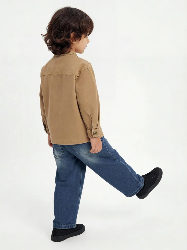 HOP Kids Boys Beige Solid Cotton Jacket - Image 2