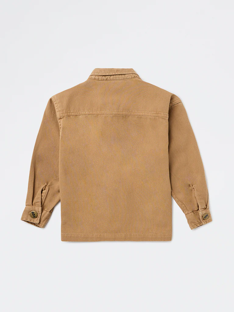 HOP Kids Boys Beige Solid Cotton Jacket - Image 4