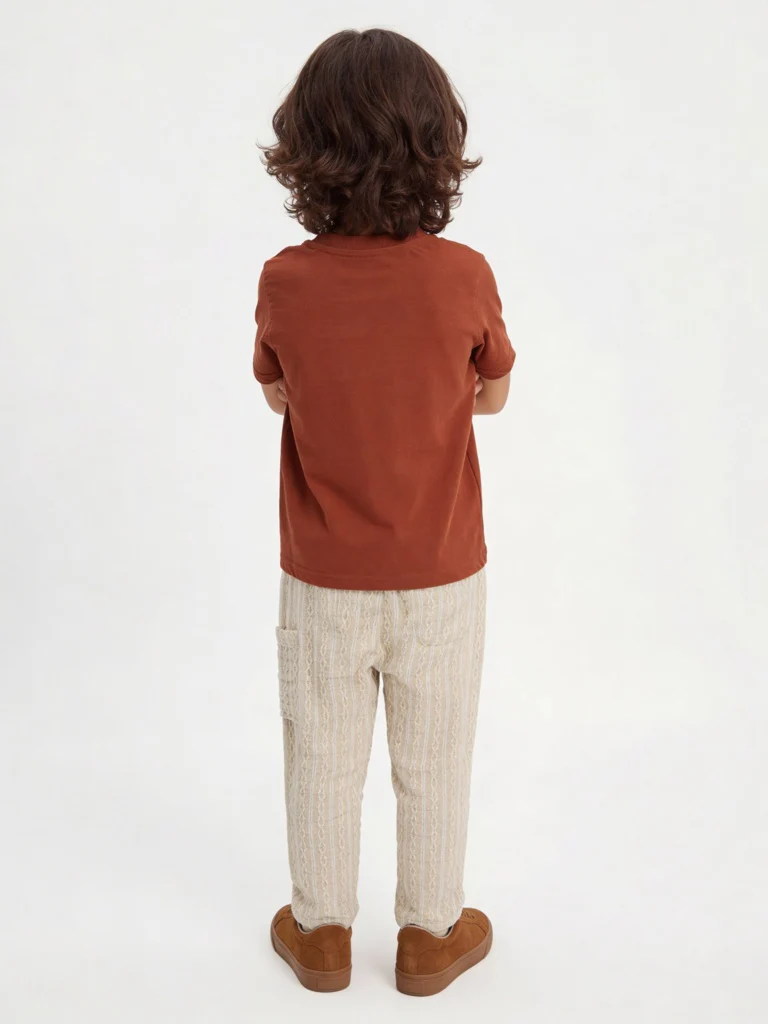 HOP Kids Boys Beige Striped Cotton-Blend Pants - Image 3