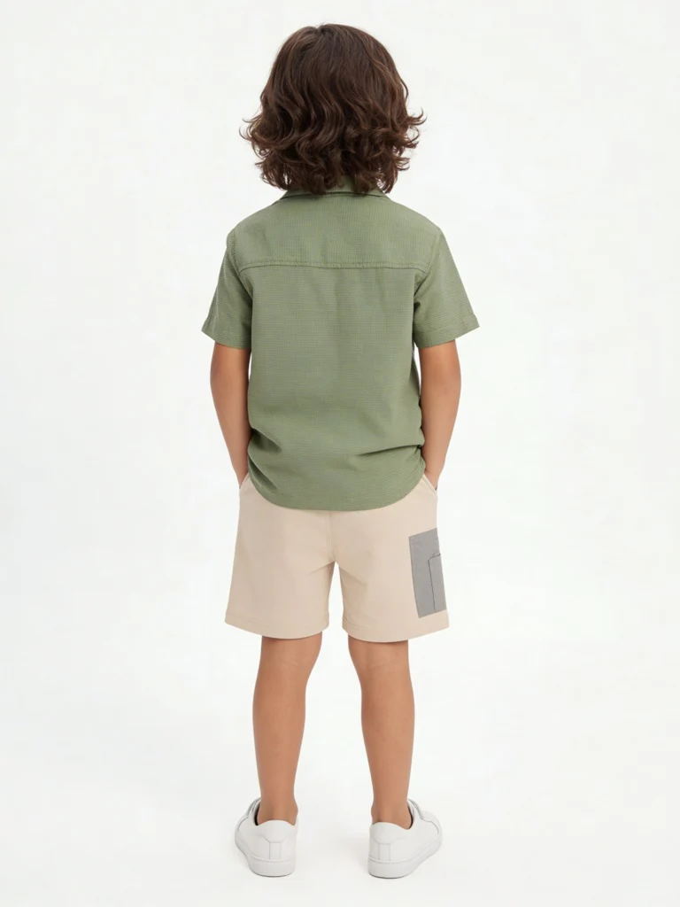 HOP Kids Boys Beige Text Printed Mid-Rise Shorts - Image 2