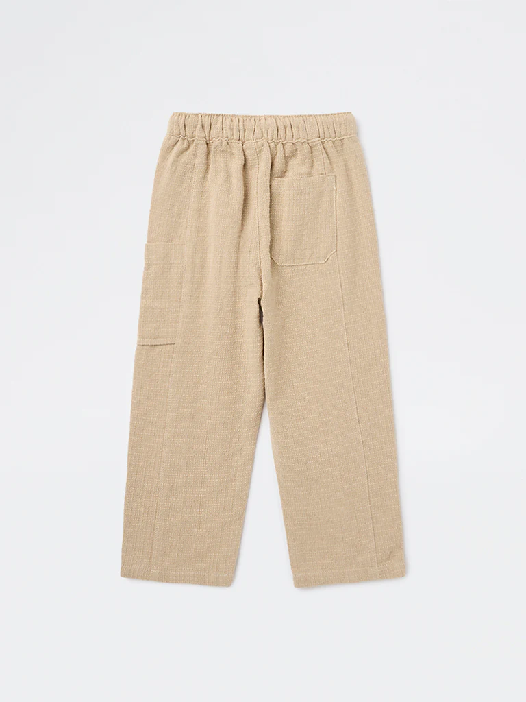 HOP Kids Boys Beige Textured Mid-Rise Cotton Pants - Image 5