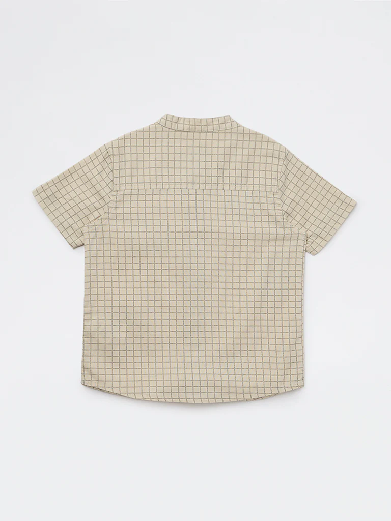 HOP Kids Boys Beige Tropical-Inspired Cotton Shirt - Image 4