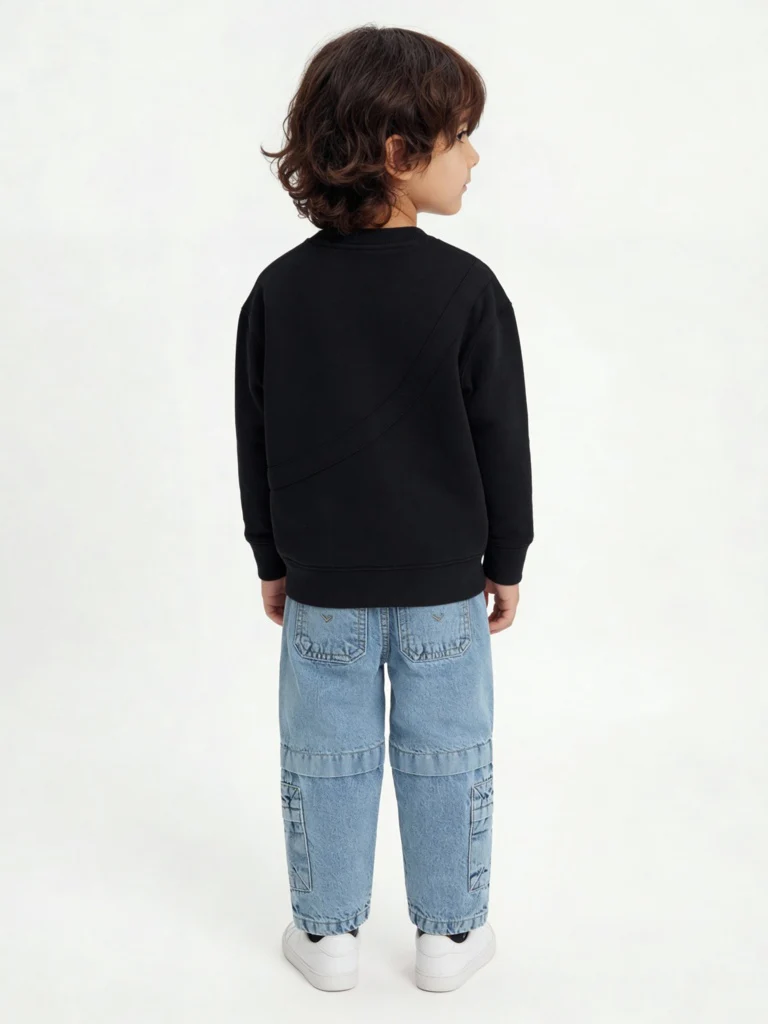 HOP Kids Boys Black Text Pattern Cotton-Blend Sweatshirt - Image 2