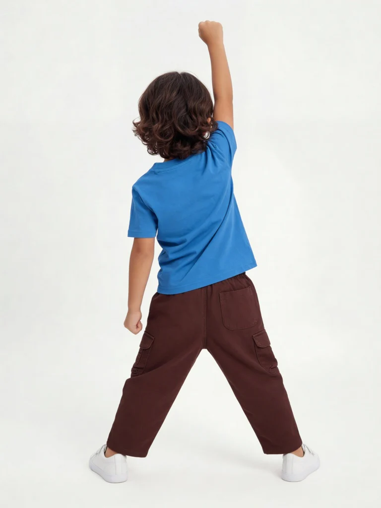 HOP Kids Boys Blue Embossed Cotton T-Shirt - Image 2