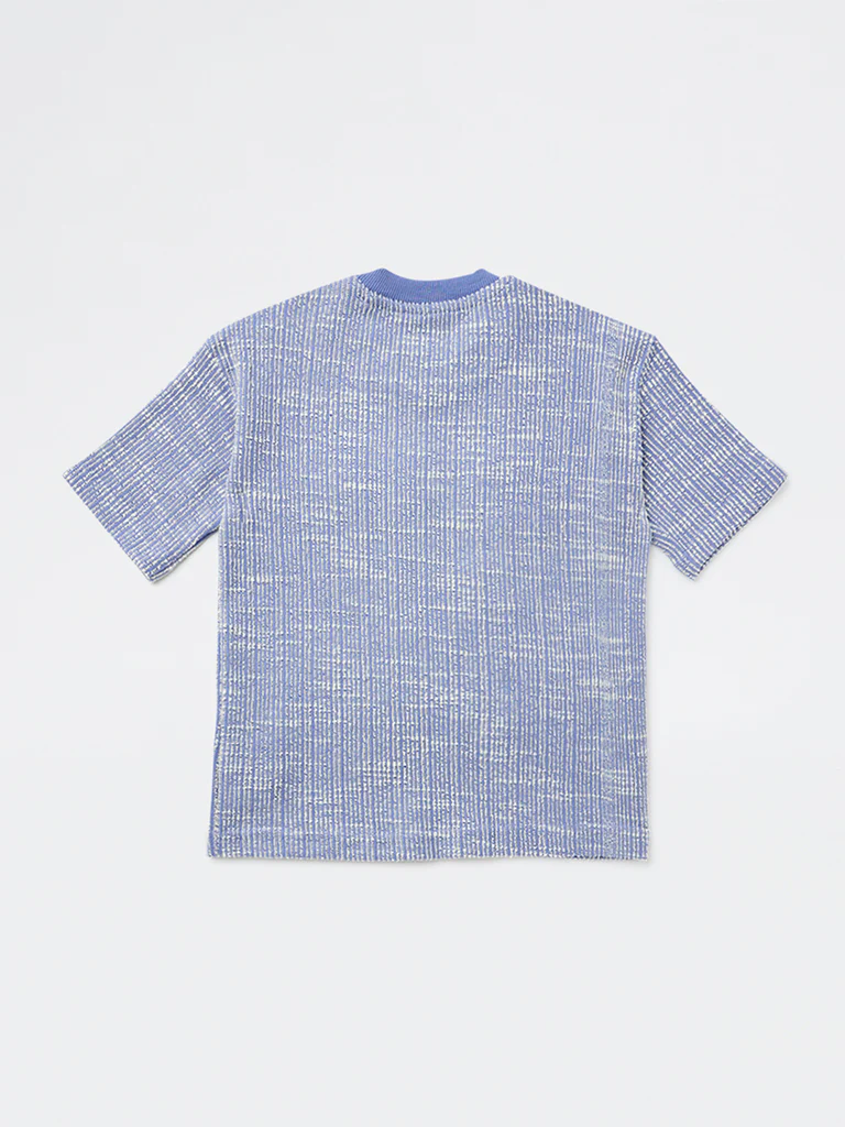HOP Kids Boys Blue Embroidered Cotton T-Shirt - Image 4