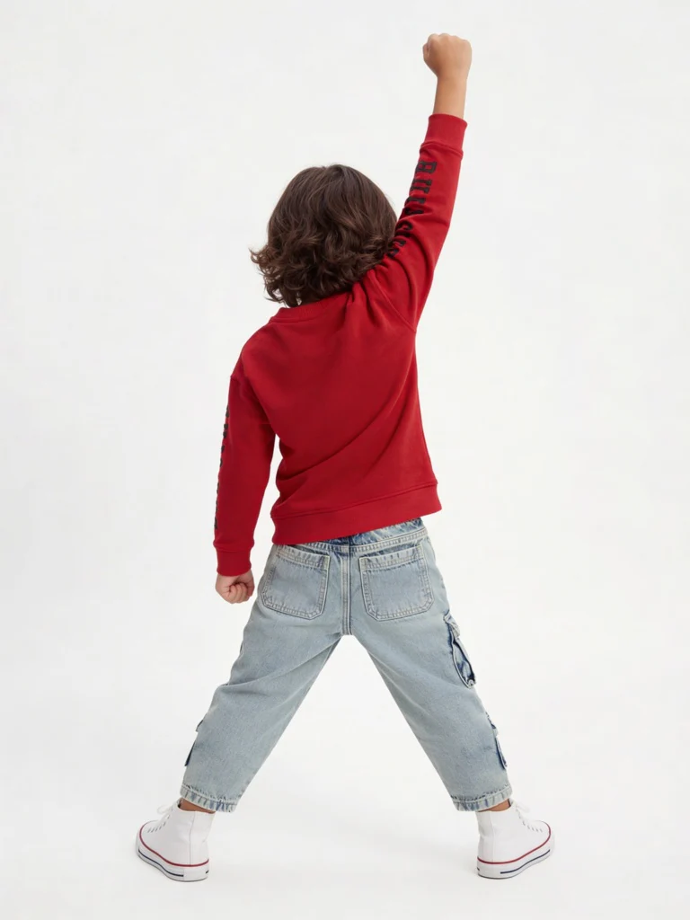 HOP Kids Boys Blue Faded Mid-Rise Cargo Jeans - Image 3
