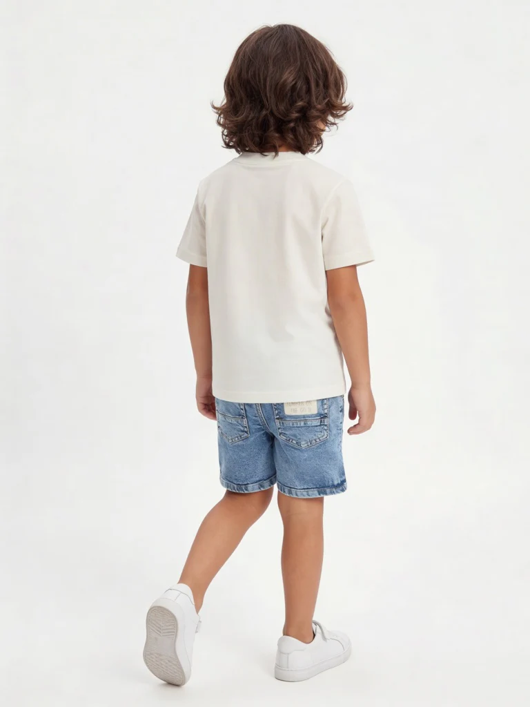 HOP Kids Boys Blue Faded Mid-Rise Denim Shorts - Image 3
