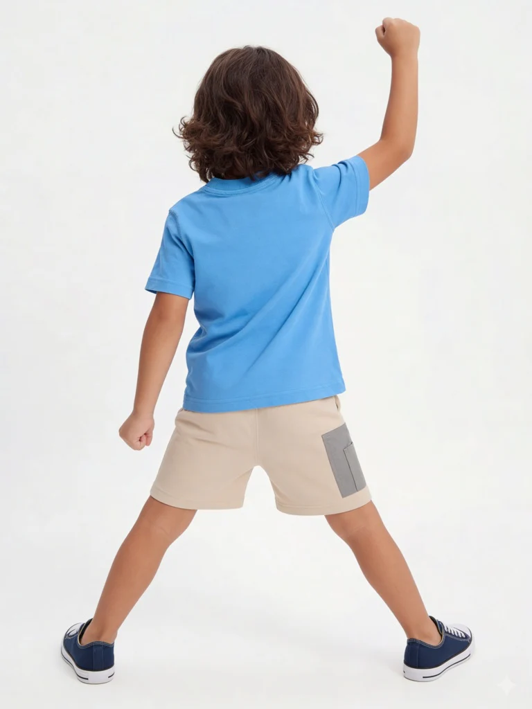 HOP Kids Boys Blue Graphic Design Cotton T-Shirt - Image 3