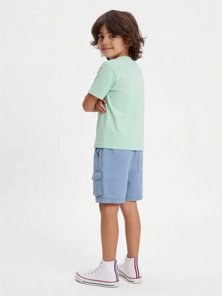 HOP Kids Boys Blue Mid-Rise Cotton Cargo Shorts - Image 3