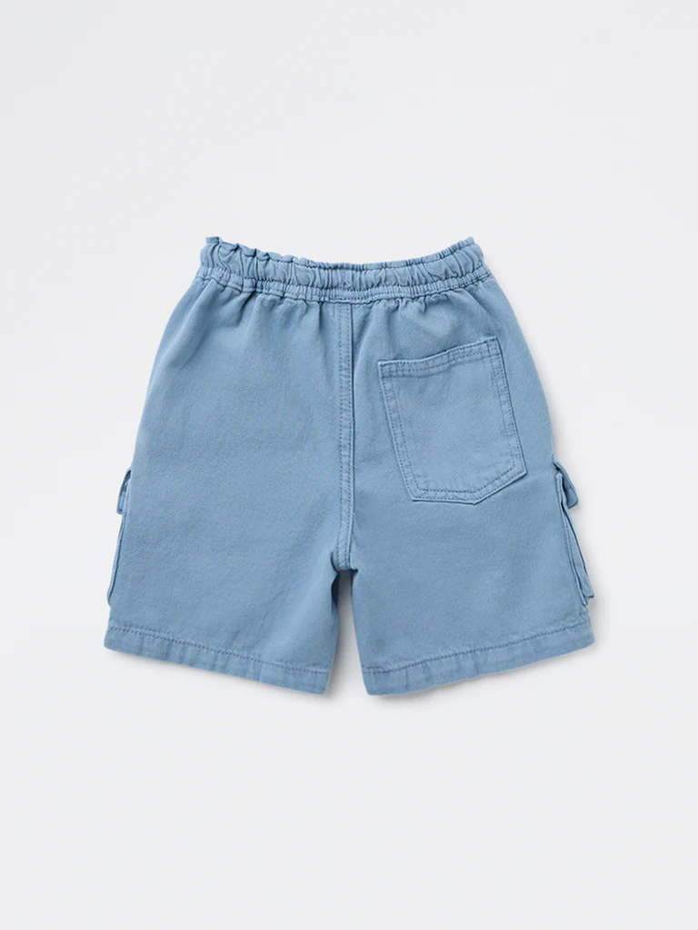 HOP Kids Boys Blue Mid-Rise Cotton Cargo Shorts - Image 5