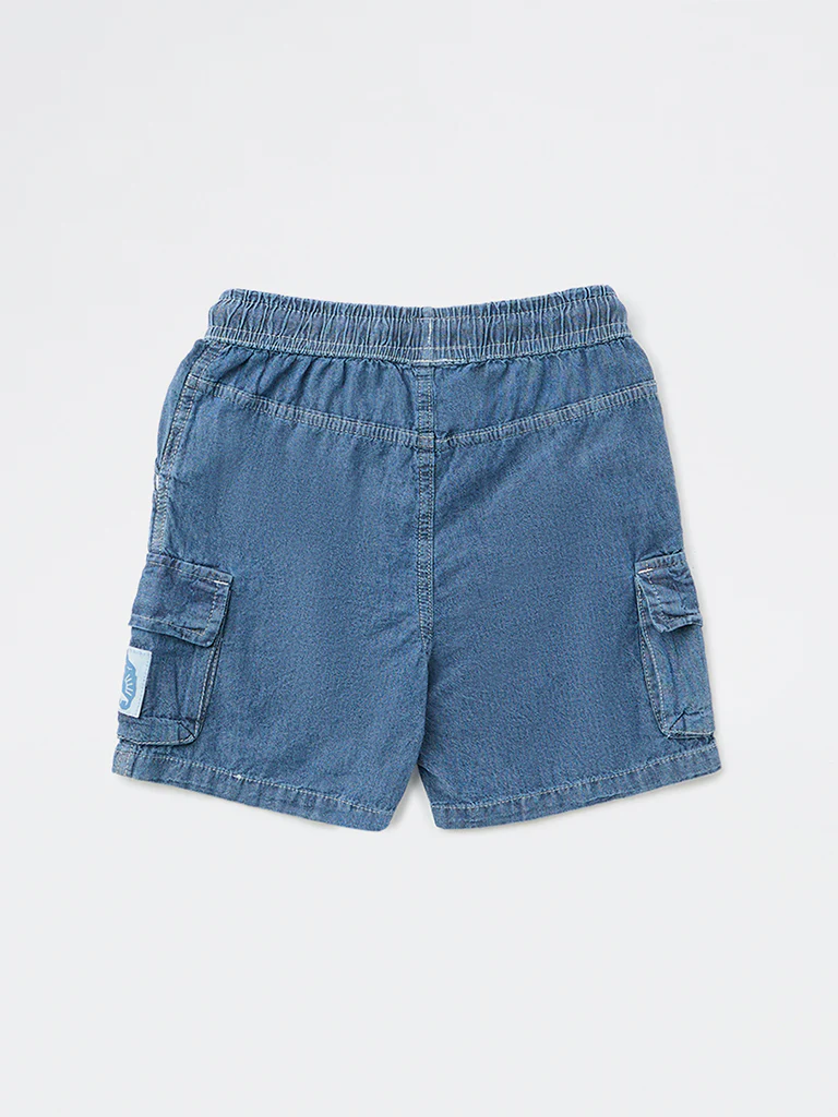 HOP Kids Boys Blue Mid-Rise Denim Shorts - Image 4