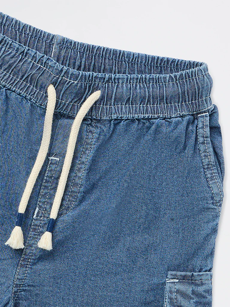 HOP Kids Boys Blue Mid-Rise Denim Shorts - Image 5