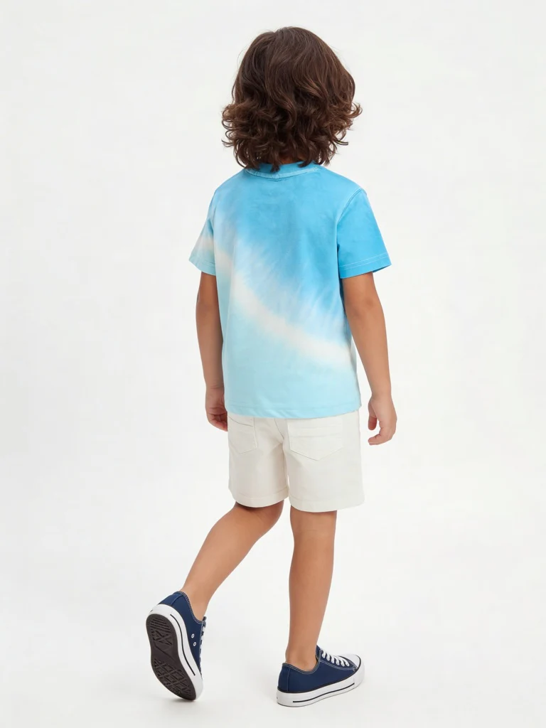 HOP Kids Boys Blue Tie-Dye Design Cotton T-Shirt - Image 3