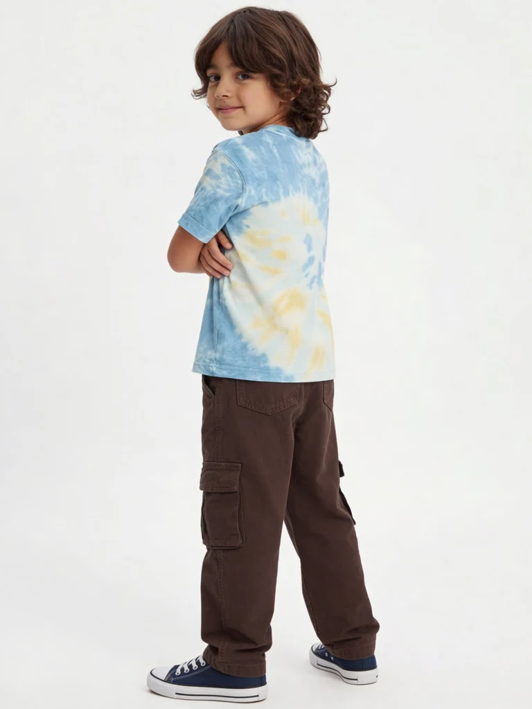 HOP Kids Boys Blue Tie-Dye Printed Cotton T-Shirt - Image 3