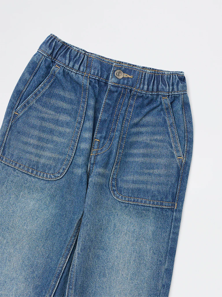HOP Kids Boys Blue Washed Mid-Rise Jeans - Image 6