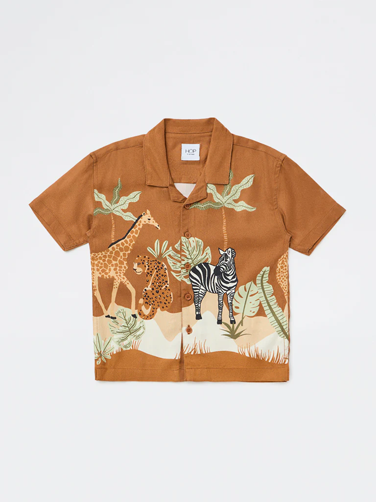 HOP Kids Boys Brown Animal-Inspired Shirt - Image 3