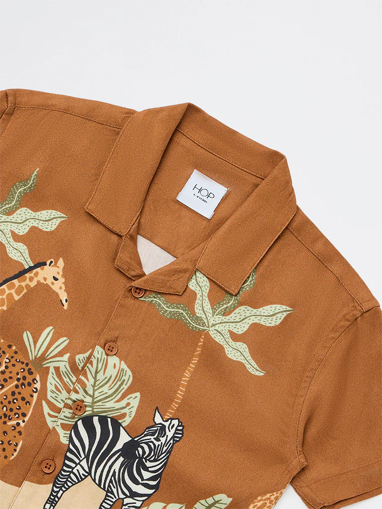 HOP Kids Boys Brown Animal-Inspired Shirt - Image 5