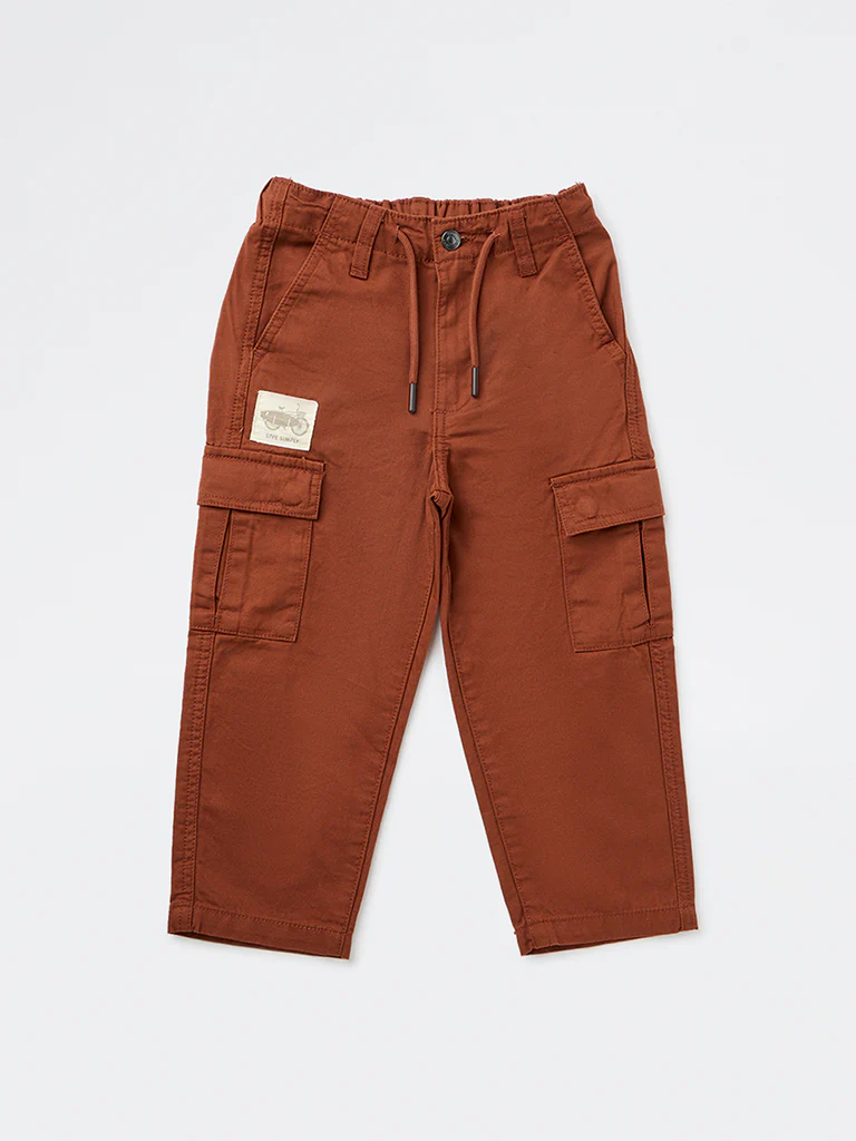HOP Kids Boys Brown Mid-Rise Cargo Pants - Image 4