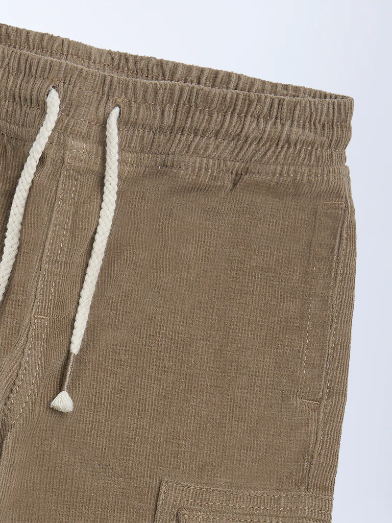 HOP Kids Boys Brown Mid-Rise Corduroy Joggers - Image 6