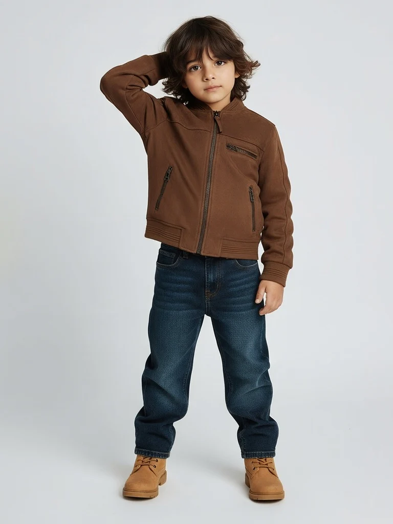 HOP Kids Boys Brown Suede Jacket