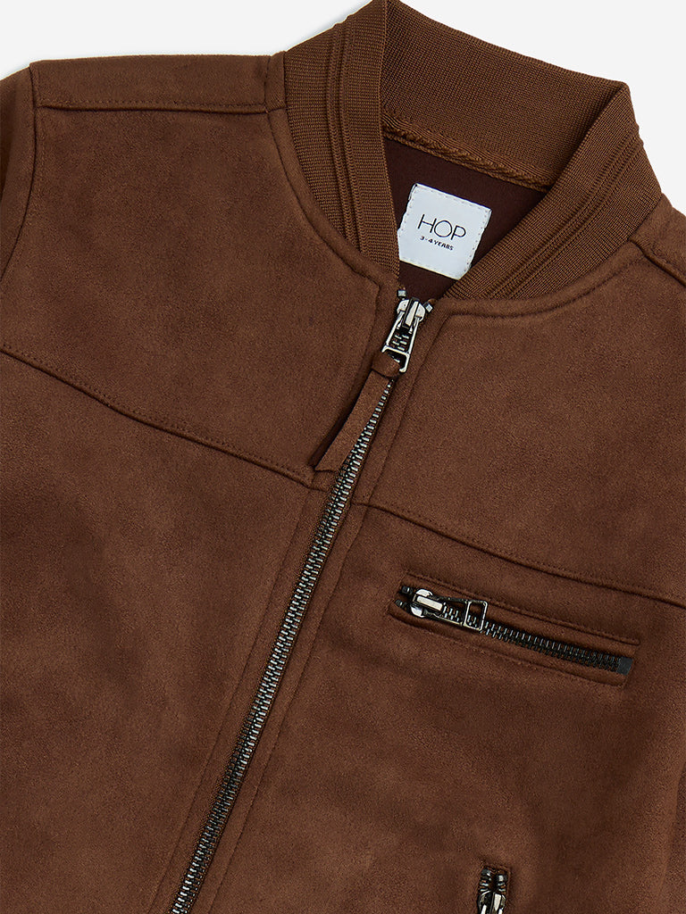 HOP Kids Boys Brown Suede Jacket - Image 5