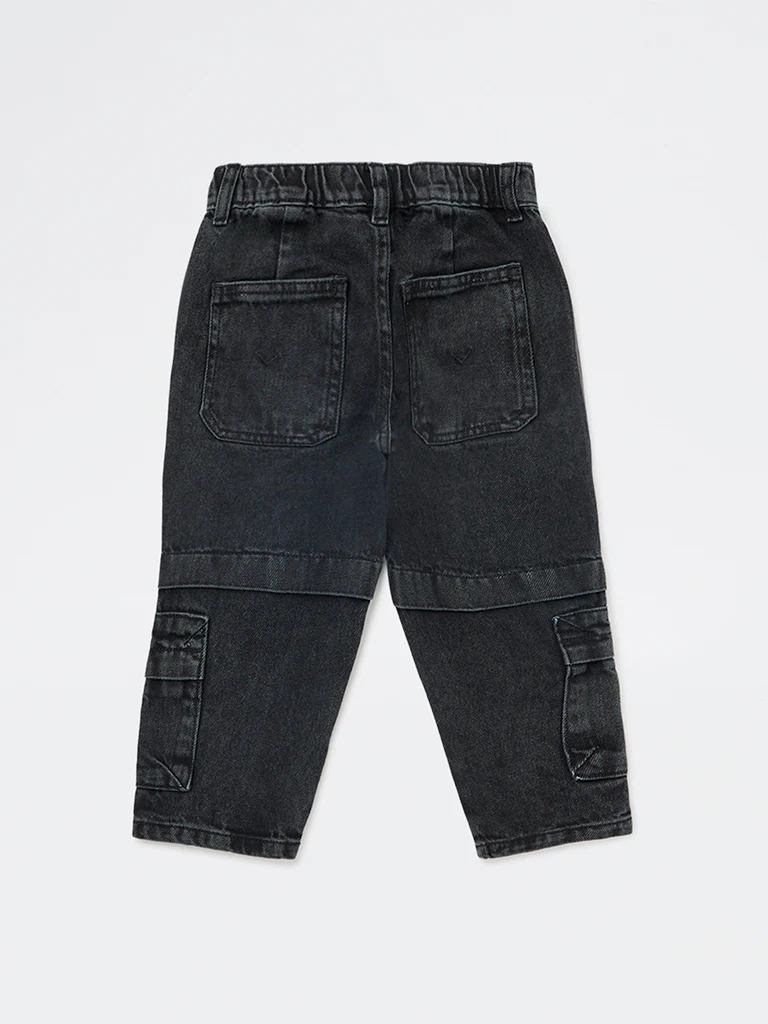HOP Kids Boys Charcoal Mid-Rise Relaxed-Fit Jeans - Image 4