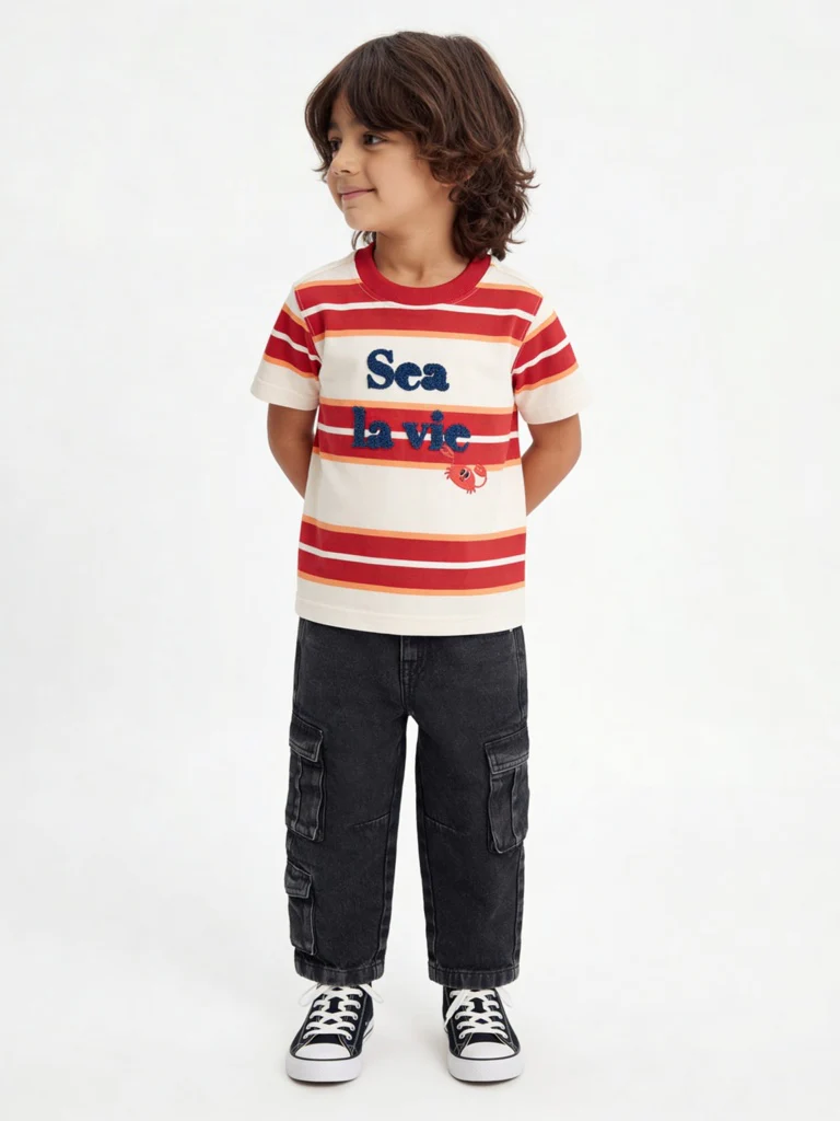 HOP Kids Boys Charcoal Solid Relaxed-Fit Jeans