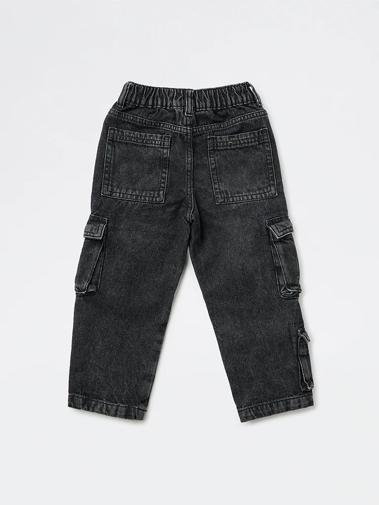 HOP Kids Boys Charcoal Solid Relaxed-Fit Jeans - Image 5