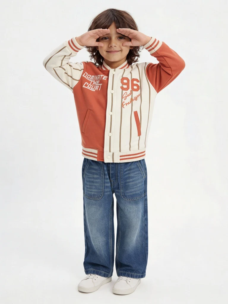 HOP Kids Boys Cream Cotton-Blend Bomber Jacket