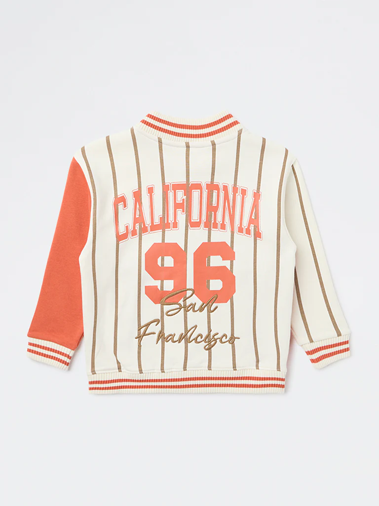 HOP Kids Boys Cream Cotton-Blend Bomber Jacket - Image 5