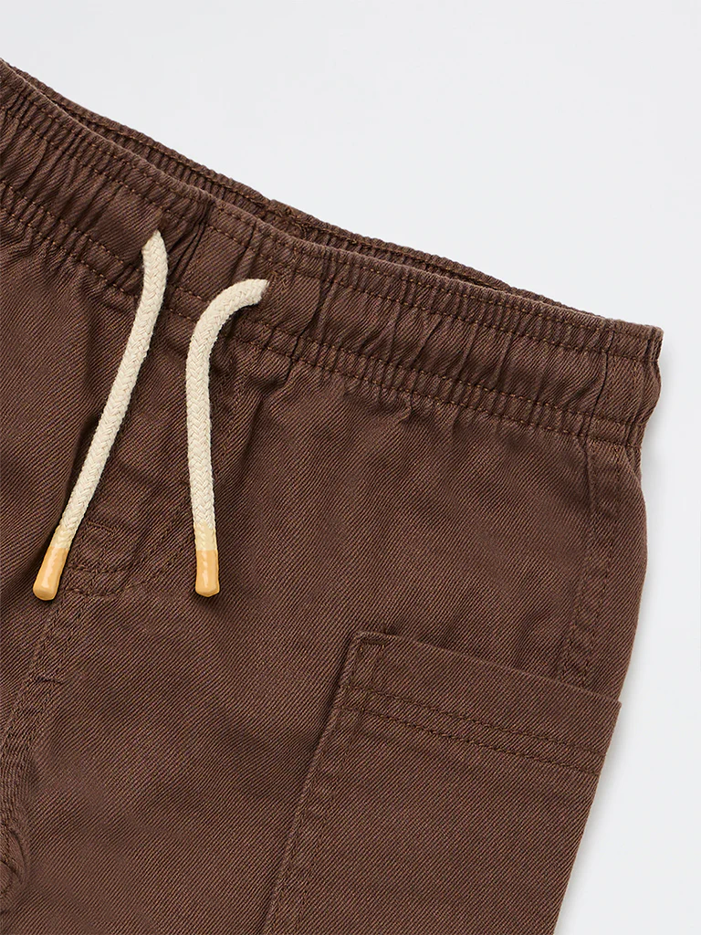 HOP Kids Boys Dark Brown Mid-Rise Cotton Shorts - Image 6