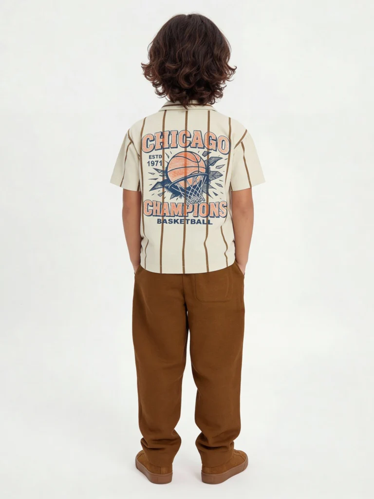 HOP Kids Boys Dark Brown Solid Relaxed-Fit Mid-Rise Cotton Trousers - Image 3