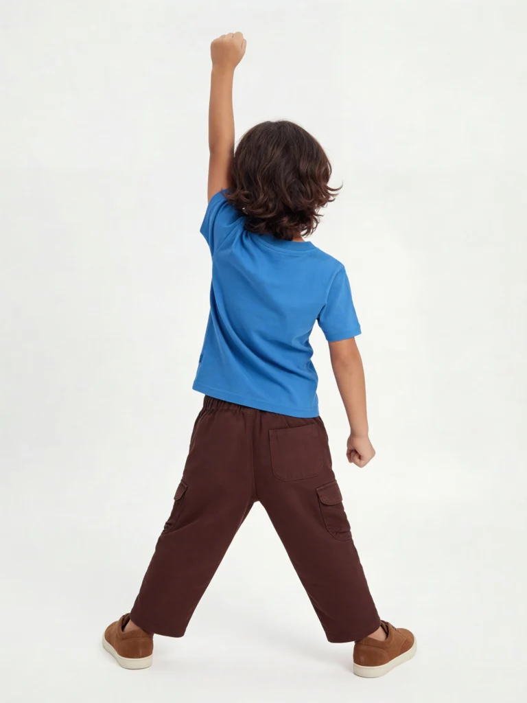 HOP Kids Boys Dark Brown Textured Mid-Rise Cotton-Blend Pants - Image 3