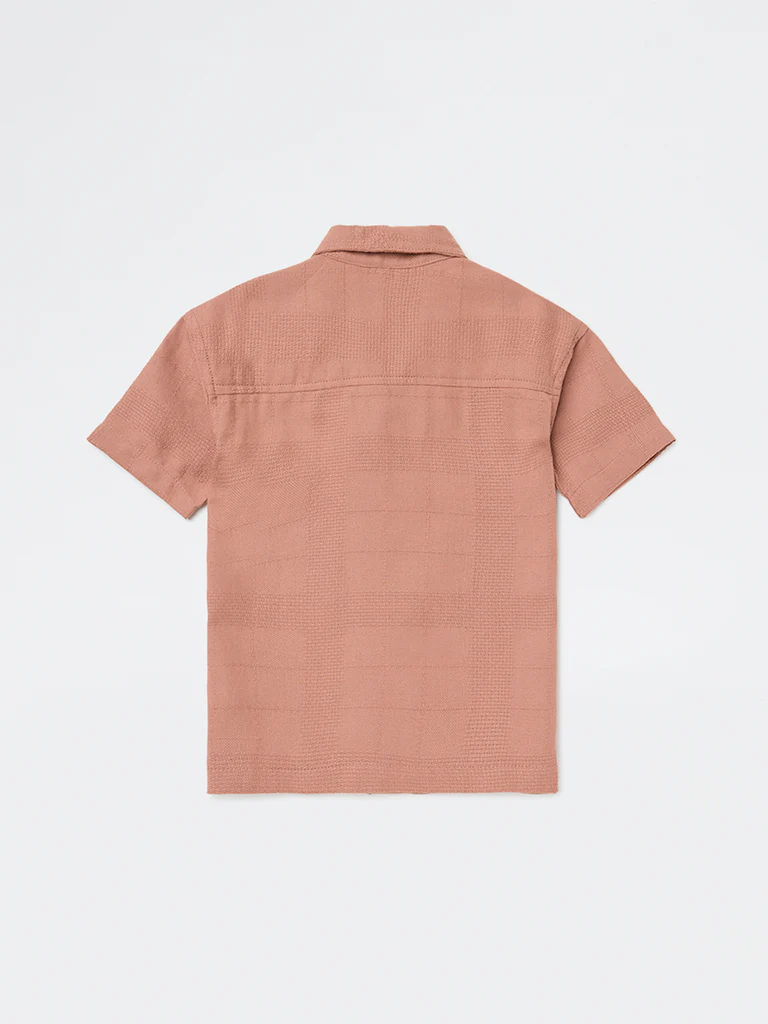 HOP Kids Boys Dusty Pink Floral Embroidered Cotton Shirt - Image 4