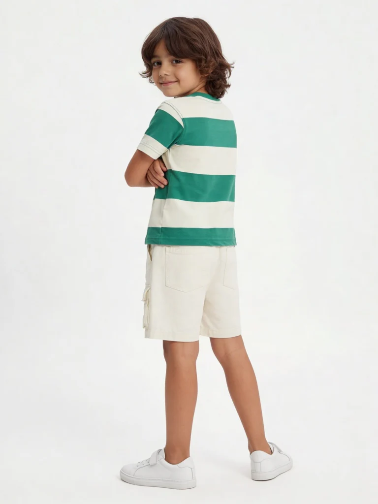 HOP Kids Boys Green Colour Block Cotton T-Shirt - Image 3