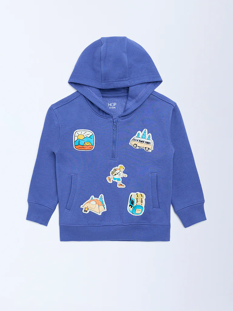 HOP Kids Boys Lavender Cotton-Blend Hoodie - Image 2