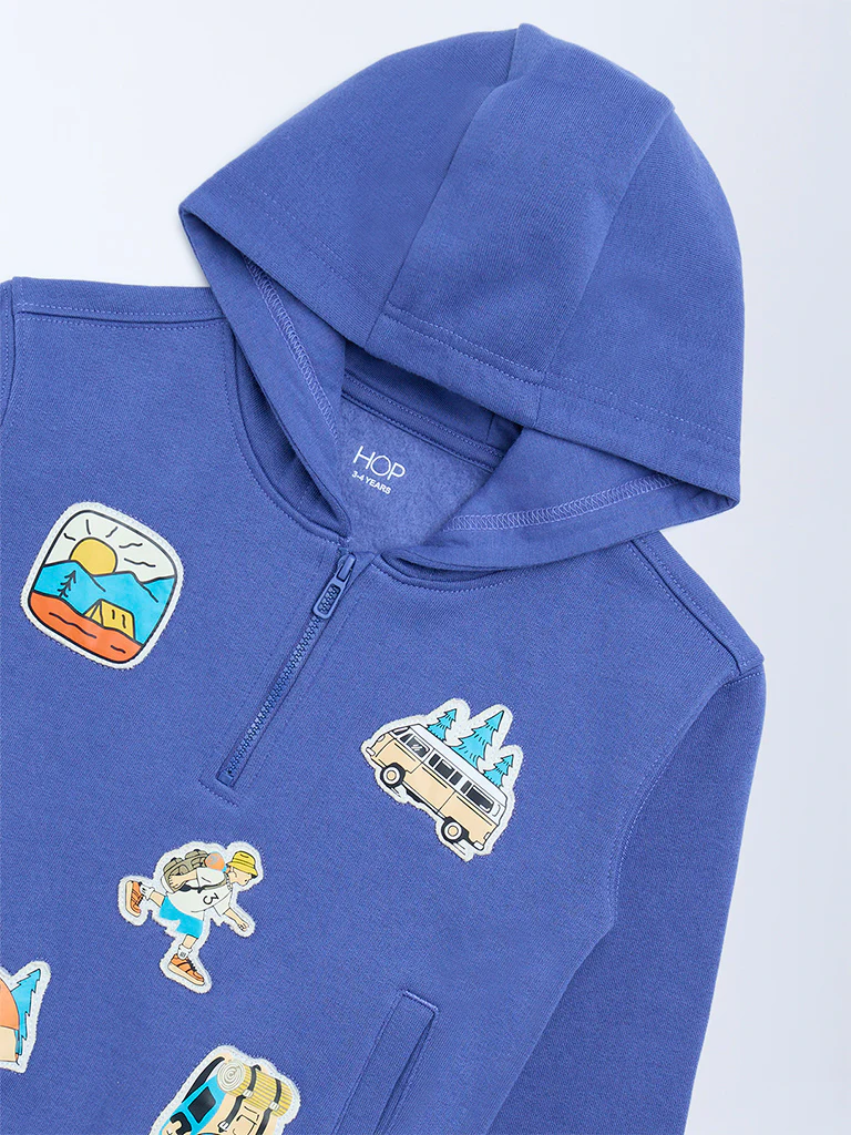 HOP Kids Boys Lavender Cotton-Blend Hoodie - Image 4