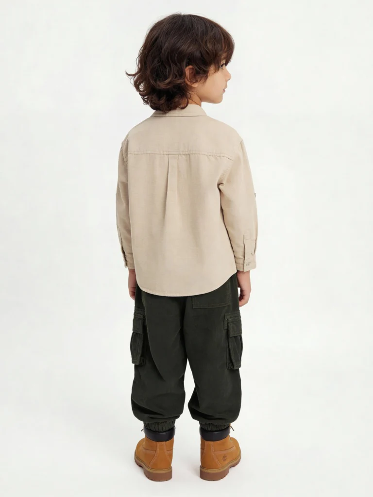 HOP Kids Boys Light Beige Cotton Shirt - Image 3