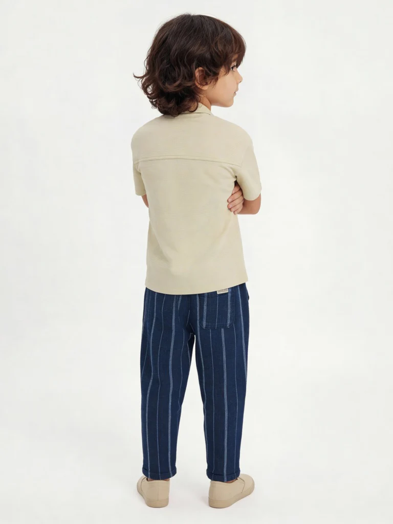 HOP Kids Boys Light Beige Embroidered Cotton Shirt - Image 2