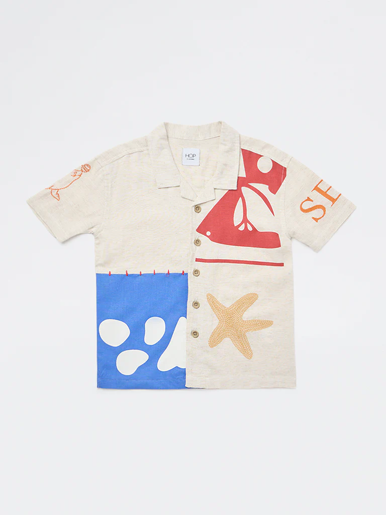 HOP Kids Boys Light Beige Printed Shirt - Image 3