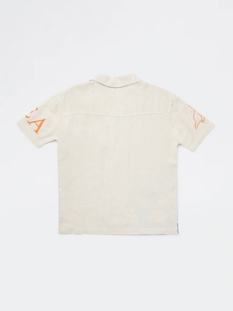 HOP Kids Boys Light Beige Printed Shirt - Image 4