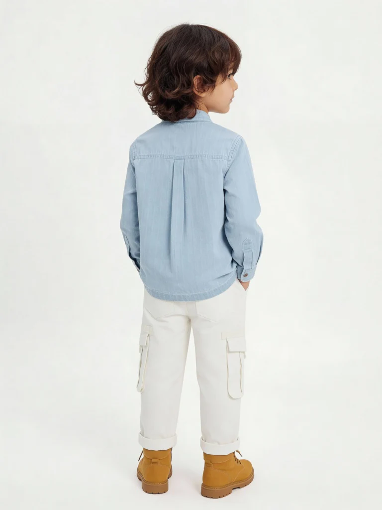 HOP Kids Boys Light Blue Embroidered Denim Shirt - Image 2
