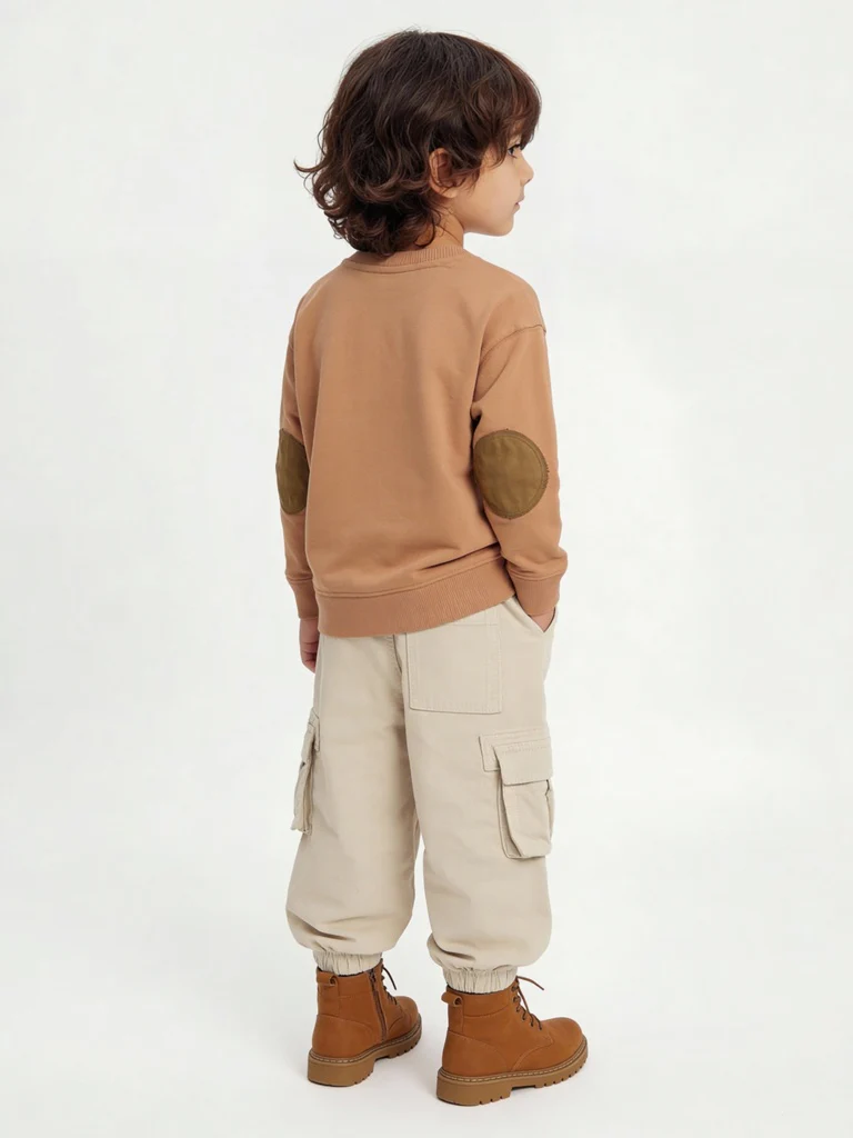 HOP Kids Boys Light Brown Embroidered Cotton-Blend Sweatshirt - Image 2