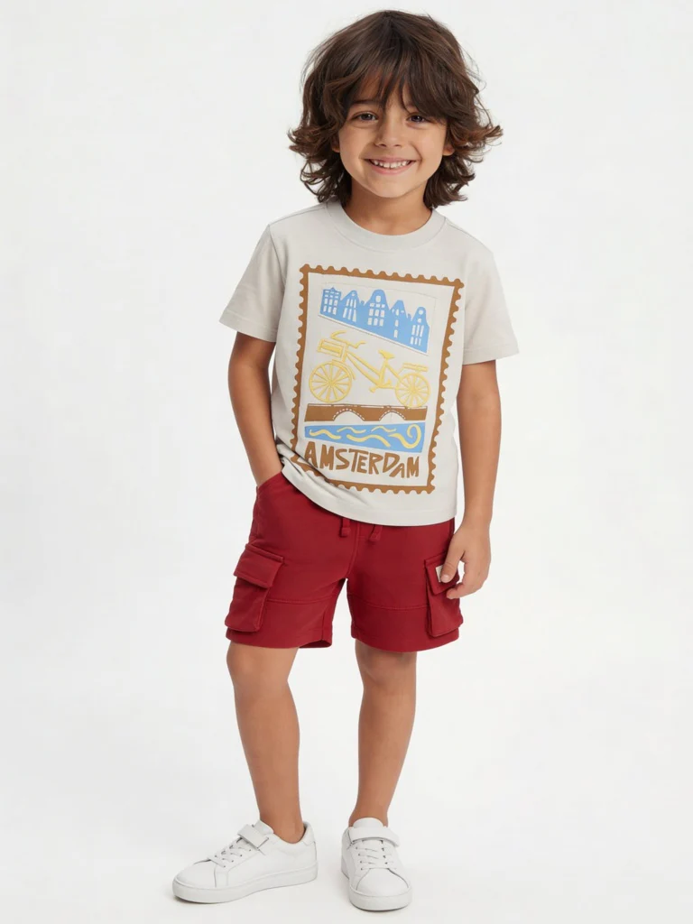 HOP Kids Boys Light Grey Graphic Printed Cotton T-Shirt
