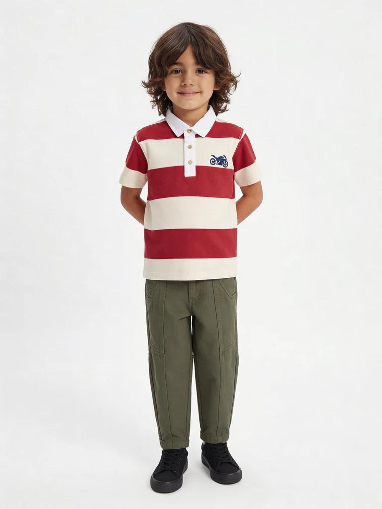 HOP Kids Boys Light Olive Mid Waist Straight Fit Jeans