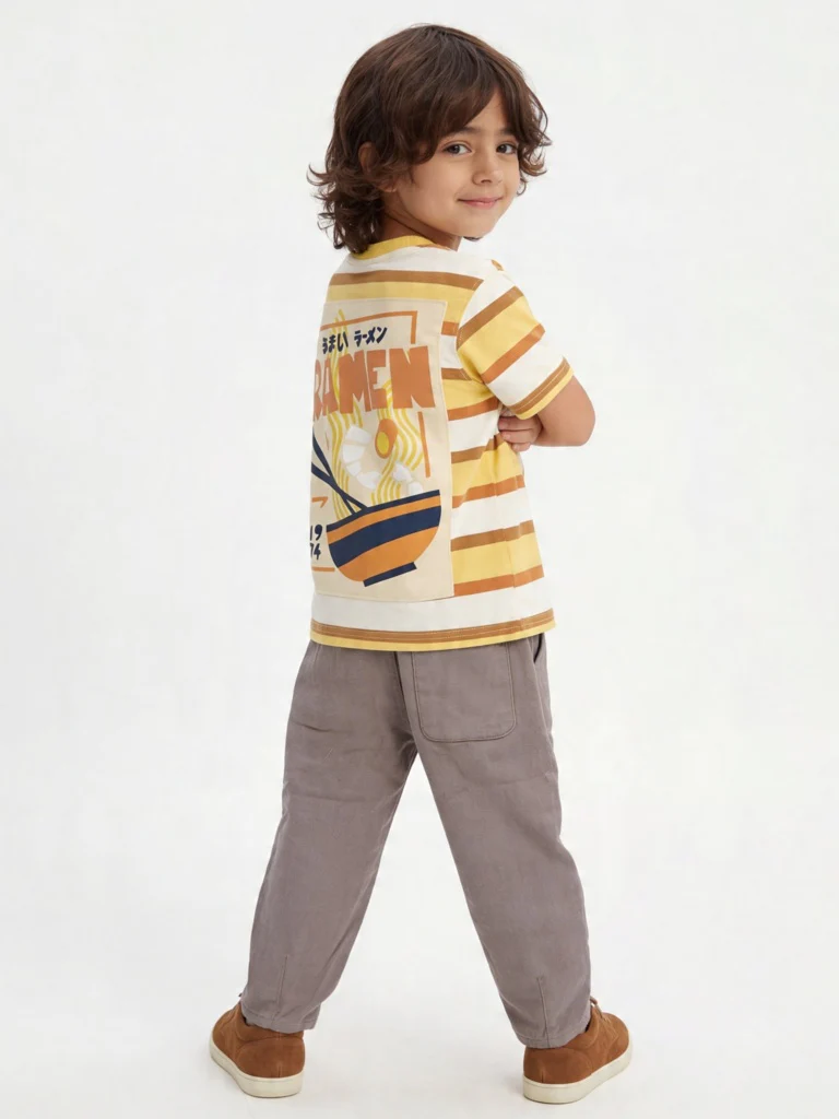 HOP Kids Boys Light Taupe Relaxed Fit Cotton Trousers - Image 2