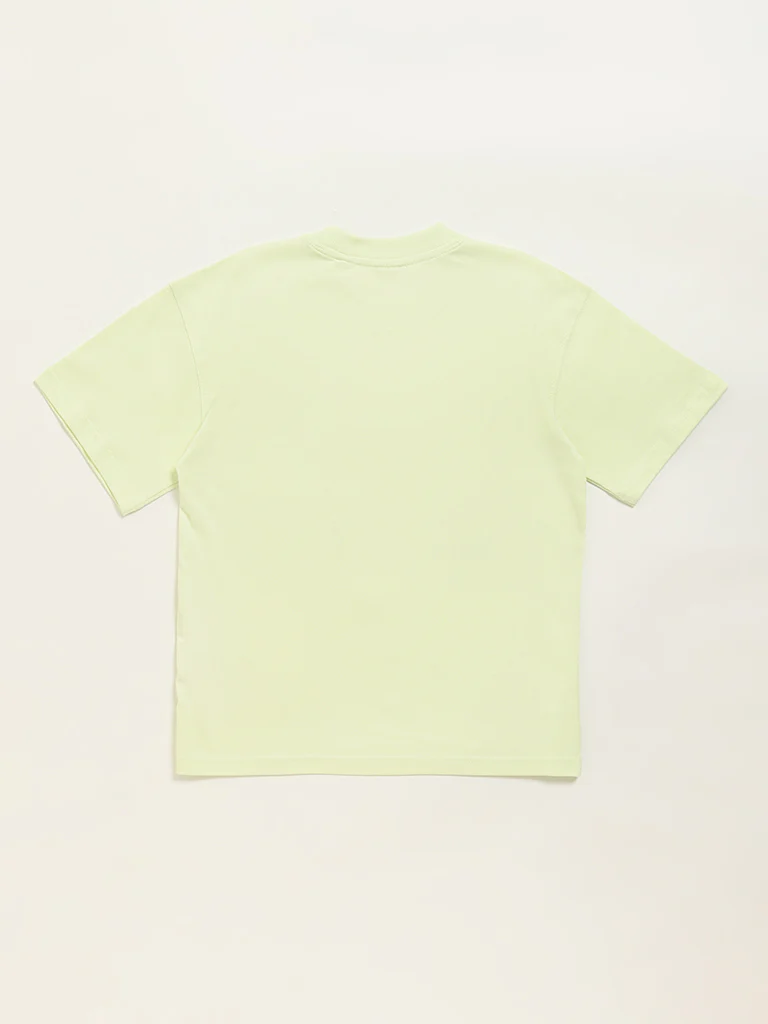 HOP Kids Boys Lime Embossed Design Cotton T-Shirt - Image 2