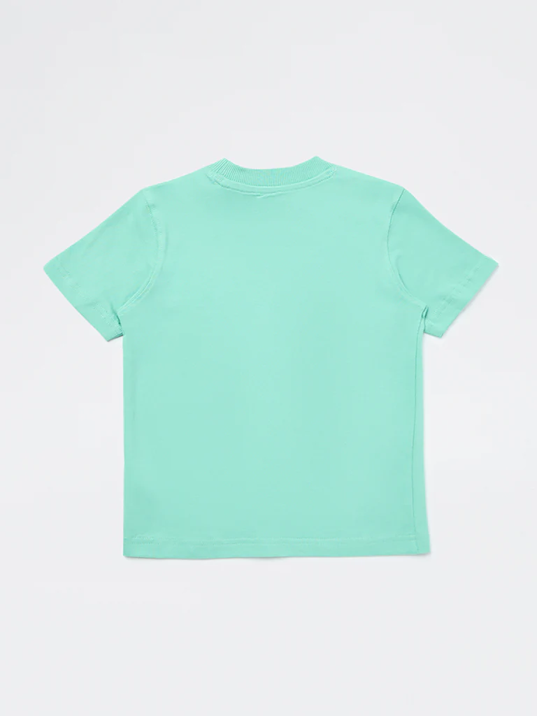 HOP Kids Boys Mint Graphic Design Cotton T-Shirt - Image 5