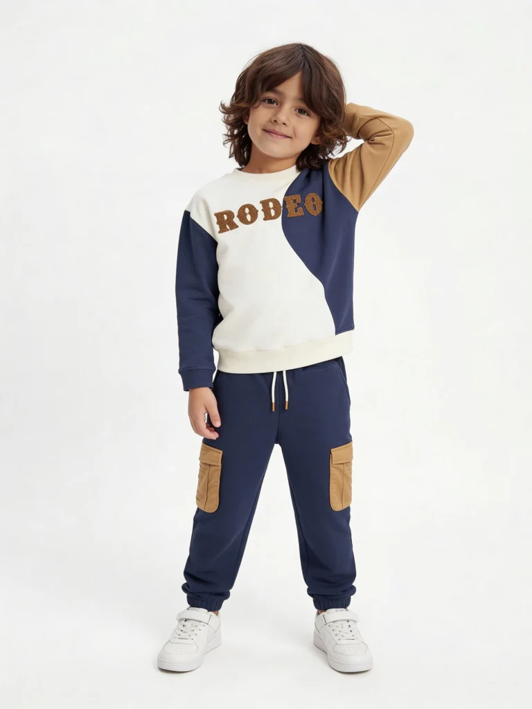 HOP Kids Boys Multicolour Cotton Sweatshirt and Joggers Set